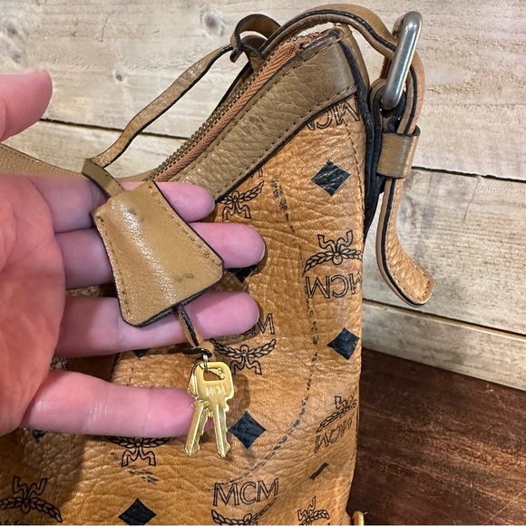 MCM Cognac Logo Visetos Shoulder Hobo Bag - Picture 4 of 16